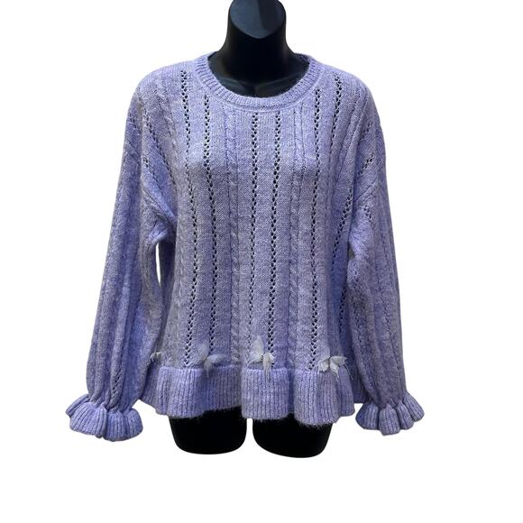 3-Piece Skirt Sweater Belt Set Purple White O/S NWT - Picture 4 of 6